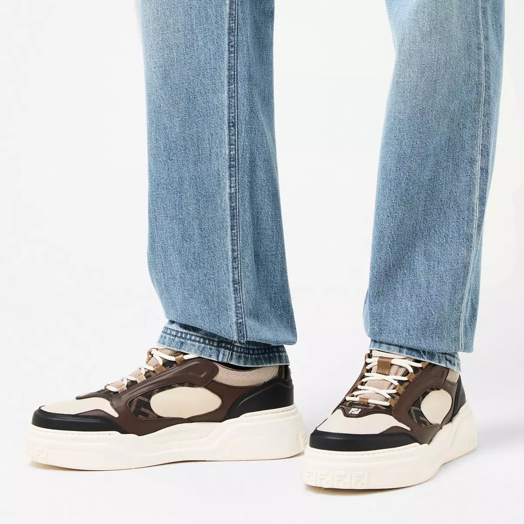 FENDI FORCE Multicolor leather BROWN