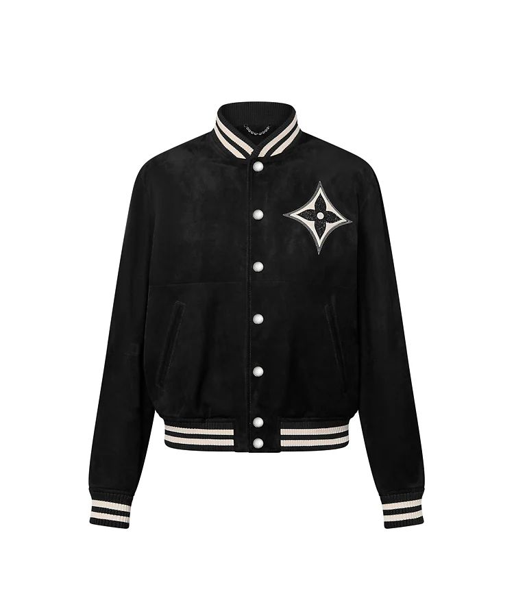 Bomber ornementé en cuir d'agneau