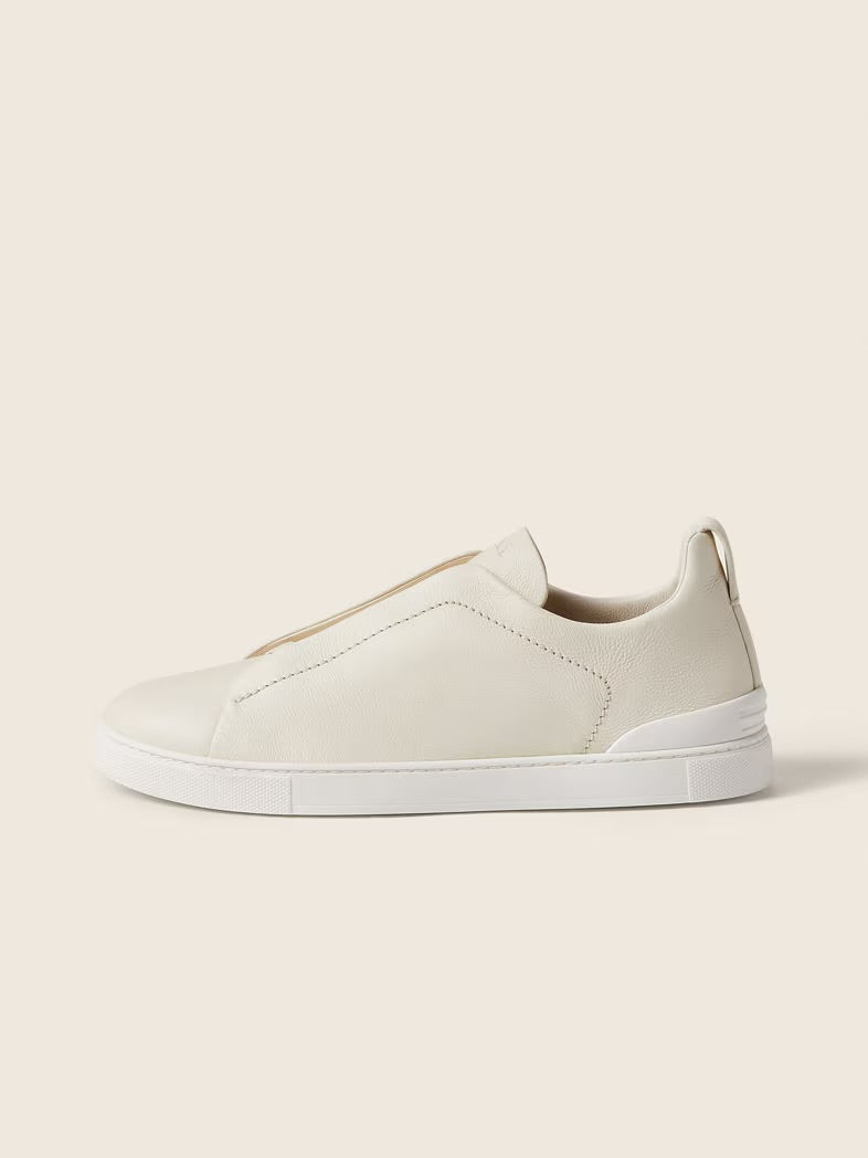 ZEGNA WHITE LEATHER NEW TRIPLE STITCH
