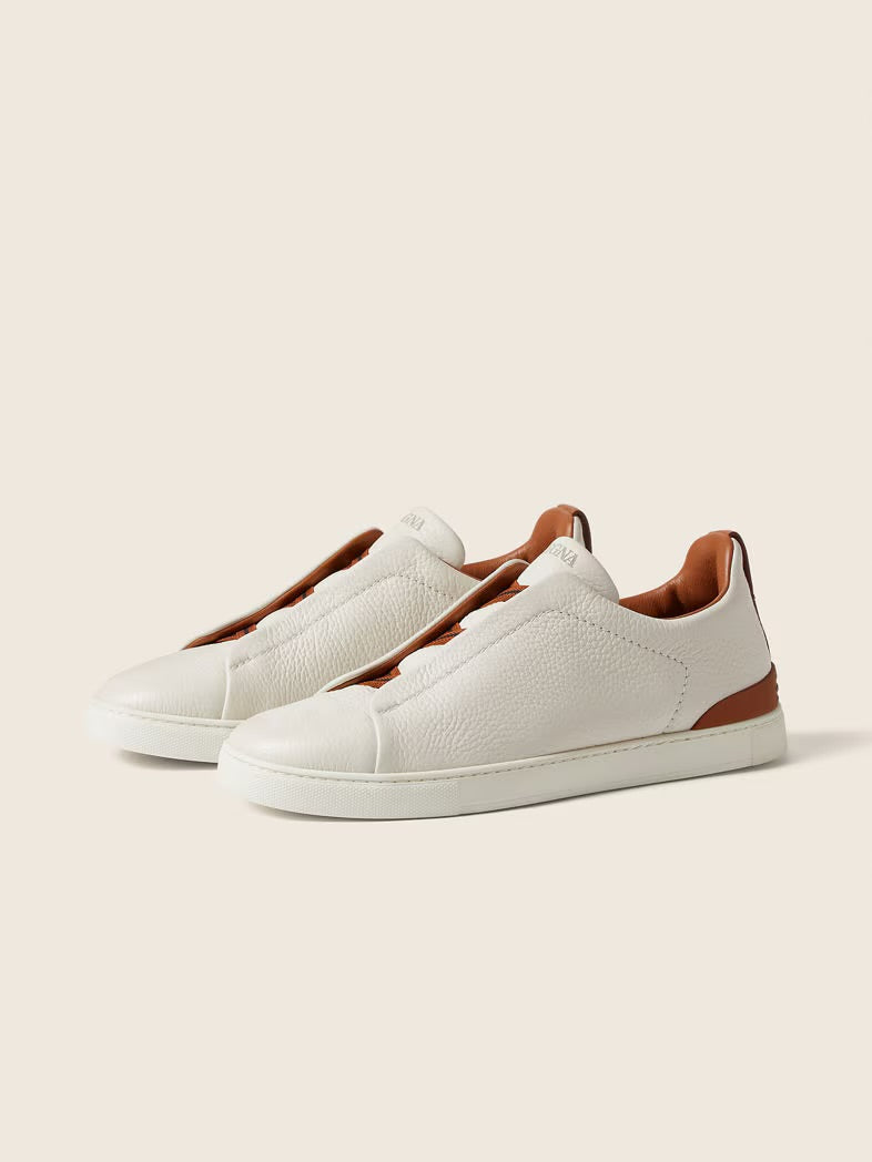 ZEGNA WHITE LEATHER  TRIPLE STITCH™