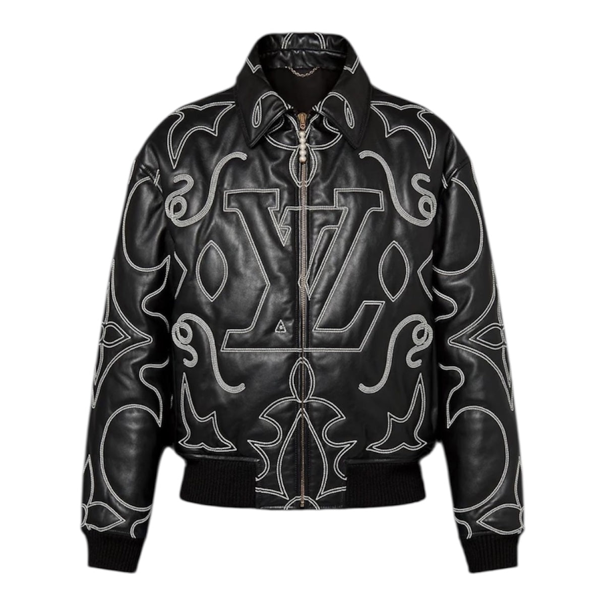 Veste Bomber en cuir brodé Louis Vuitton