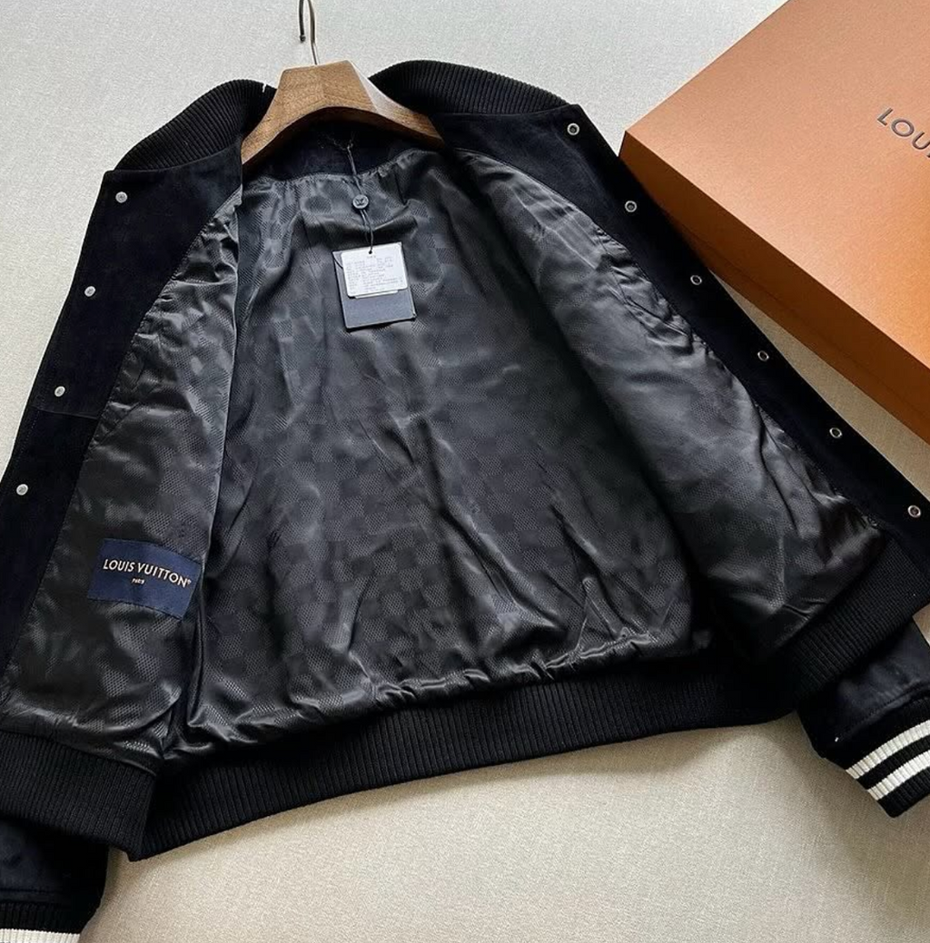 Bomber ornementé en cuir d'agneau