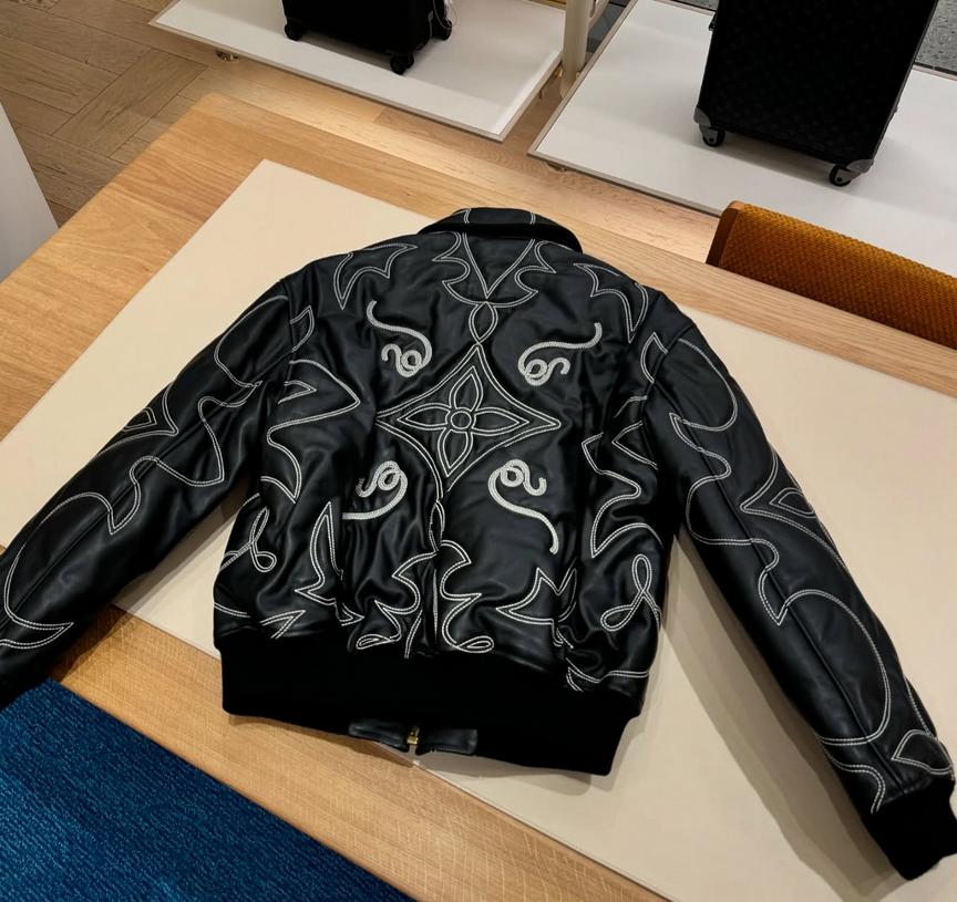 Veste Bomber en cuir brodé Louis Vuitton