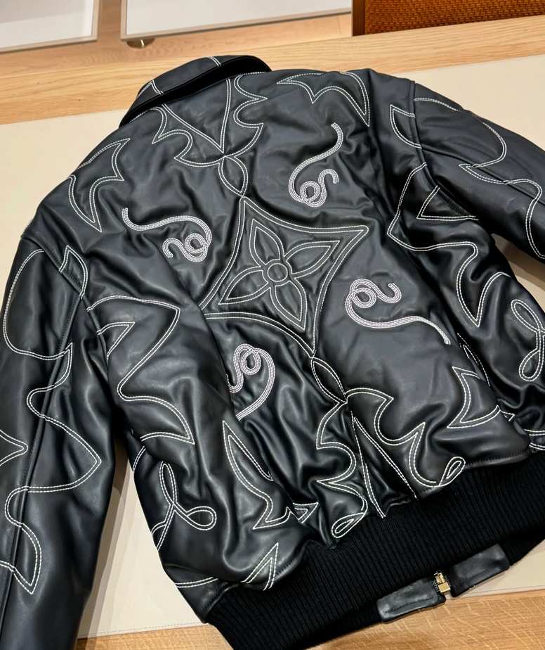 Veste Bomber en cuir brodé Louis Vuitton