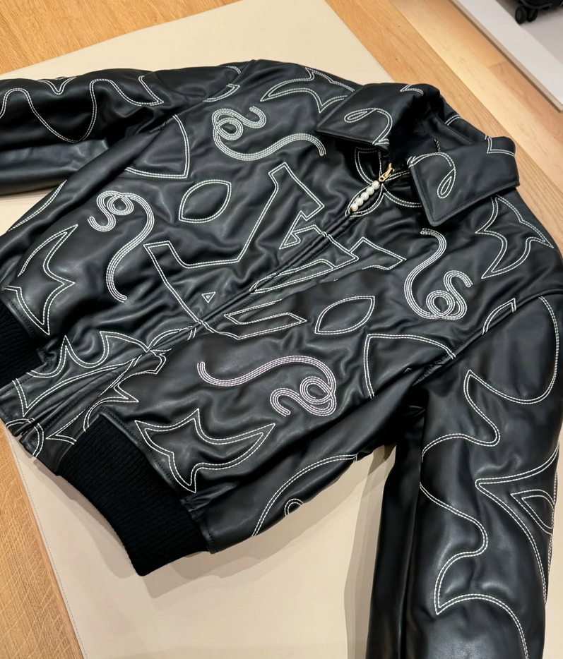 Veste Bomber en cuir brodé Louis Vuitton