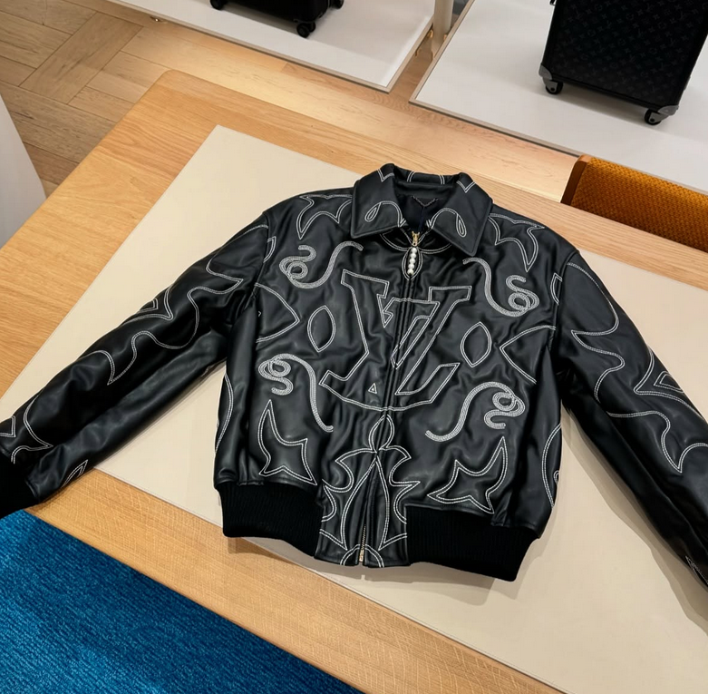 Veste Bomber en cuir brodé Louis Vuitton