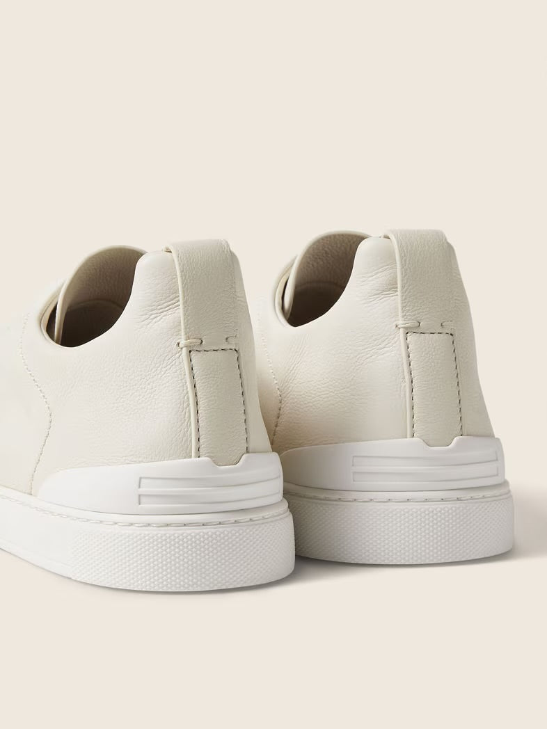 ZEGNA WHITE LEATHER NEW TRIPLE STITCH