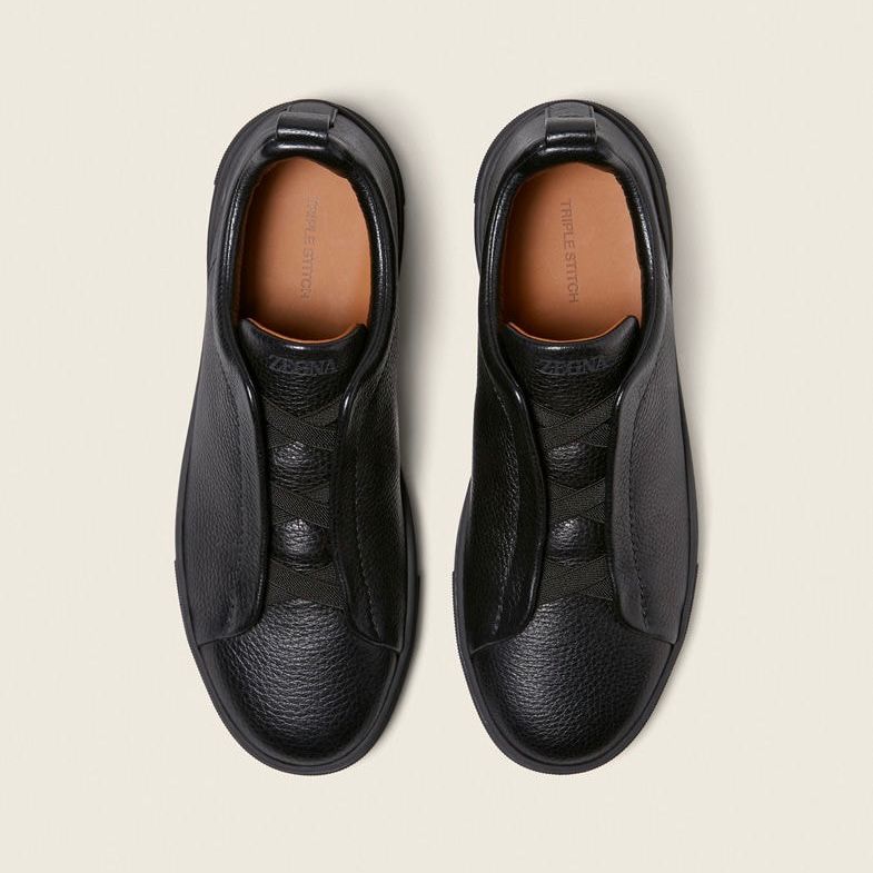 ZEGNA BLACK MATE TRIPLE STITCH
