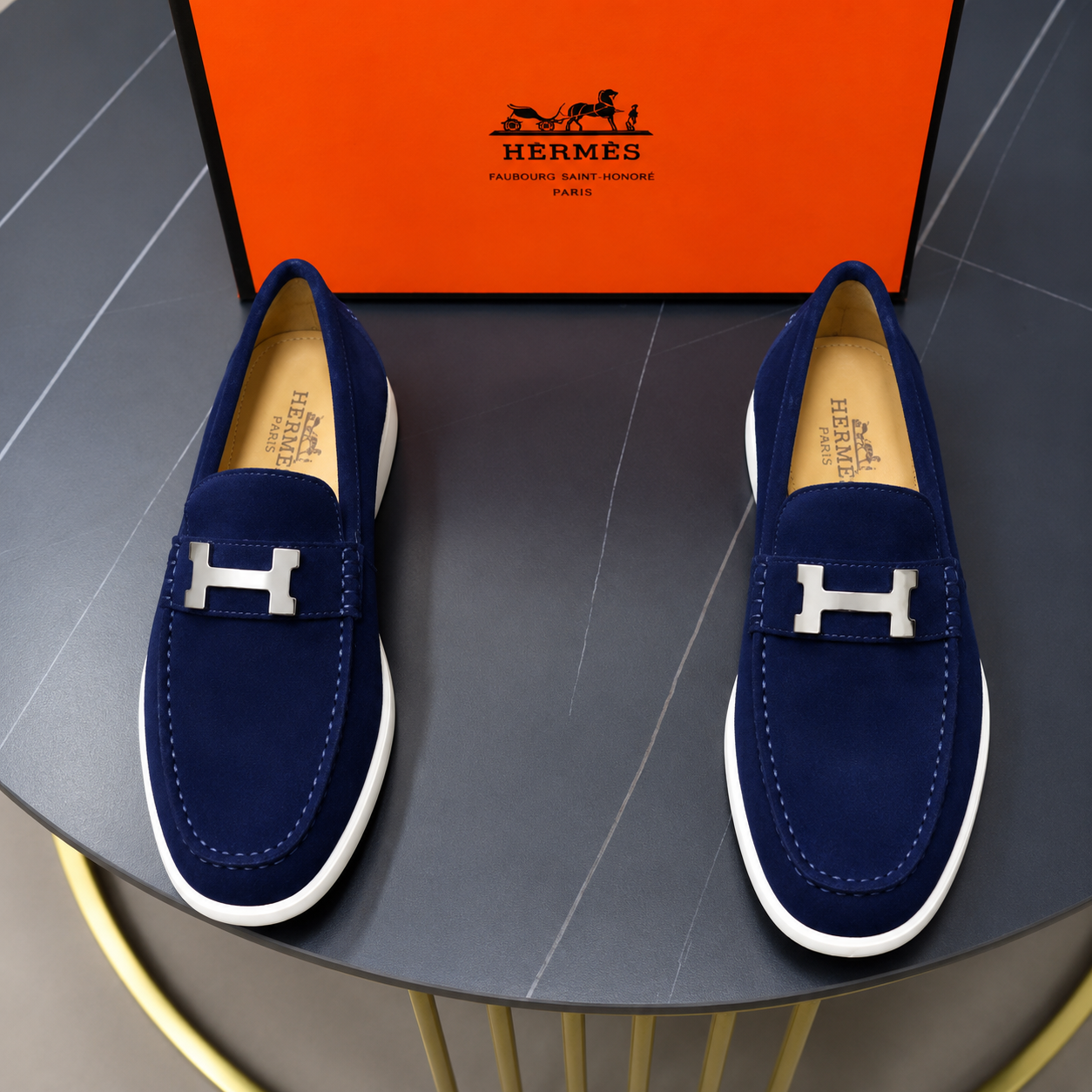 Mocassin Hèrmes Blue Foncé Classy