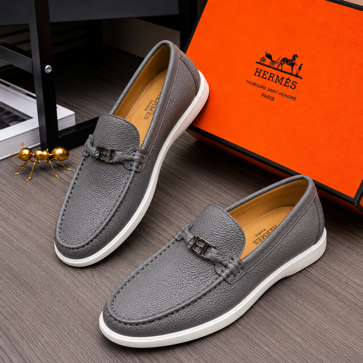 Mocassin Hèrmes Gris Prestige Classy