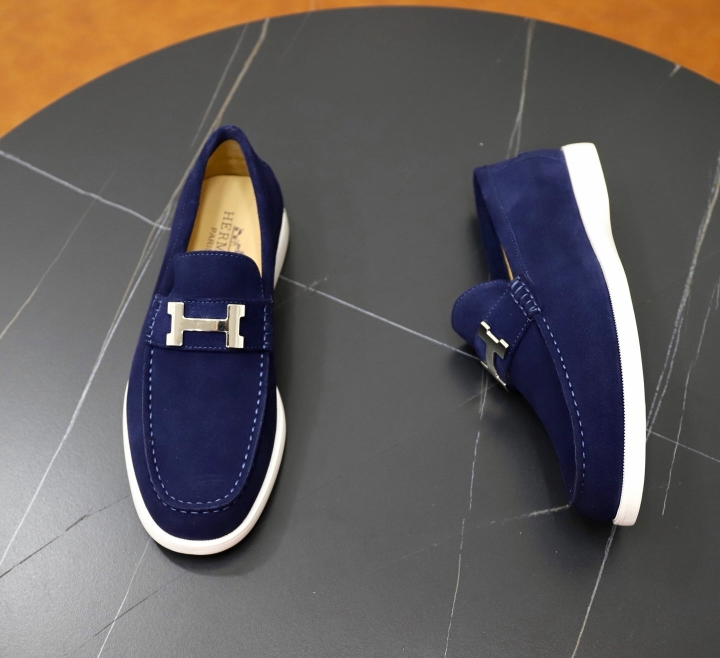 Mocassin Hèrmes Blue Foncé Classy