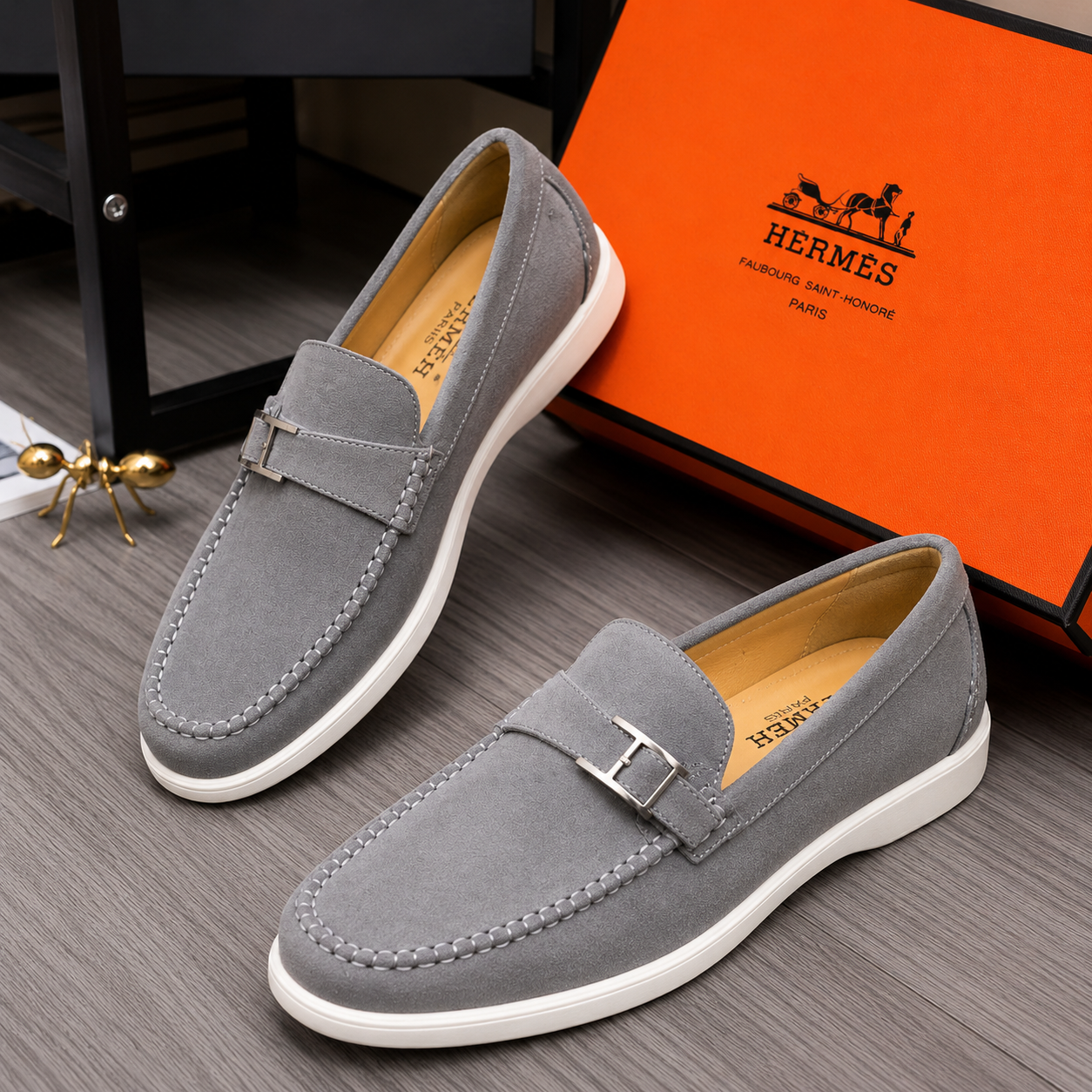 Mocassin Hèrmes Gris Prestige